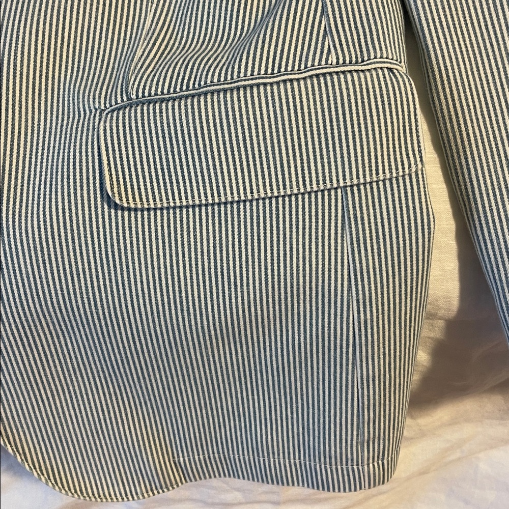 Officine Generale sear sucker Blue and White Striped Blazer - Picture 9 of 9